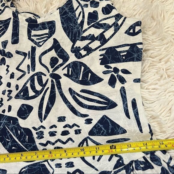 Vintage Boho sleeveless navy blue and white sundress - Picture 6 of 10